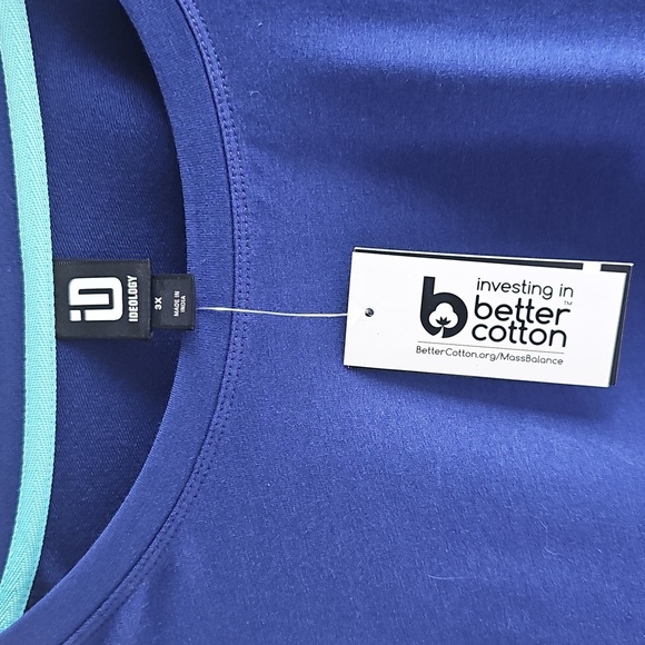 NEW ID Ideology Plus Size Comfort Flow Drawcord Tee. Tartan BLUE. 3X & 4X - Picture 15 of 16